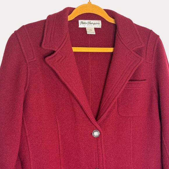 Norm Thompson Petite Womens Wool Peacoat Jacket Coat Red PXS - Picture 3 of 8